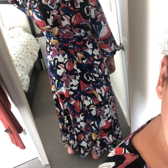 ELOQUII - Faux Wrap Havana Floral Maxi Dress With Side Slit - Plus Size 18 - Picture 4 of 13